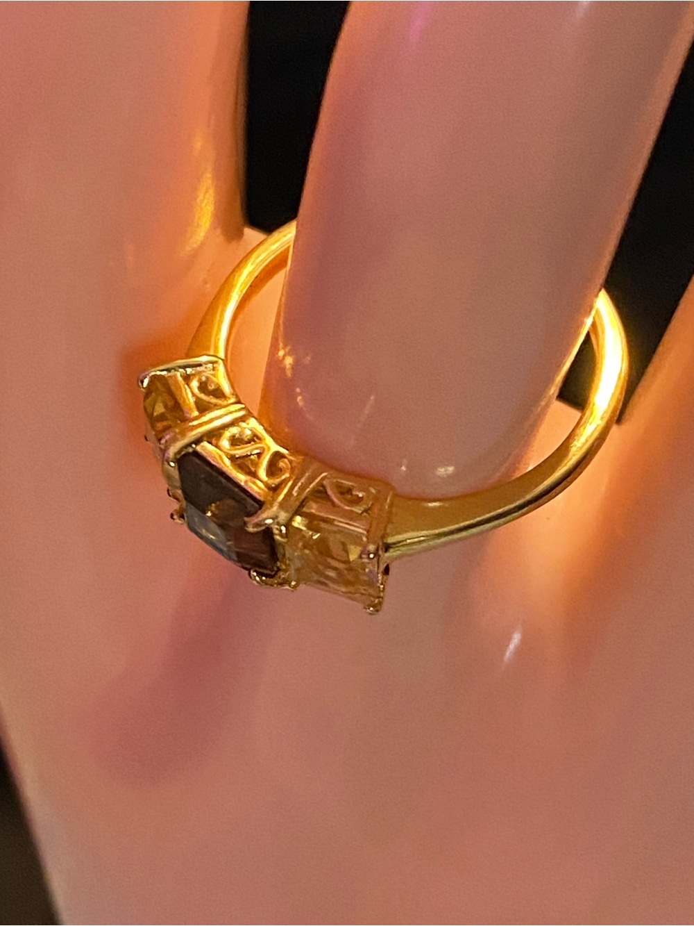 Brazilian Smoky Quartz Brazilian Citrine 2.35 ctw 3-stone 18K YG plated